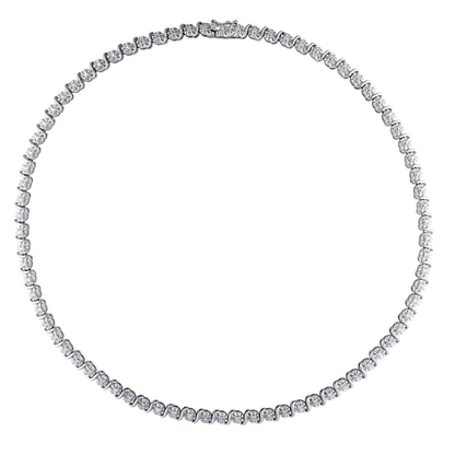 35 Natural White Diamond Sterling Silver Necklace 
