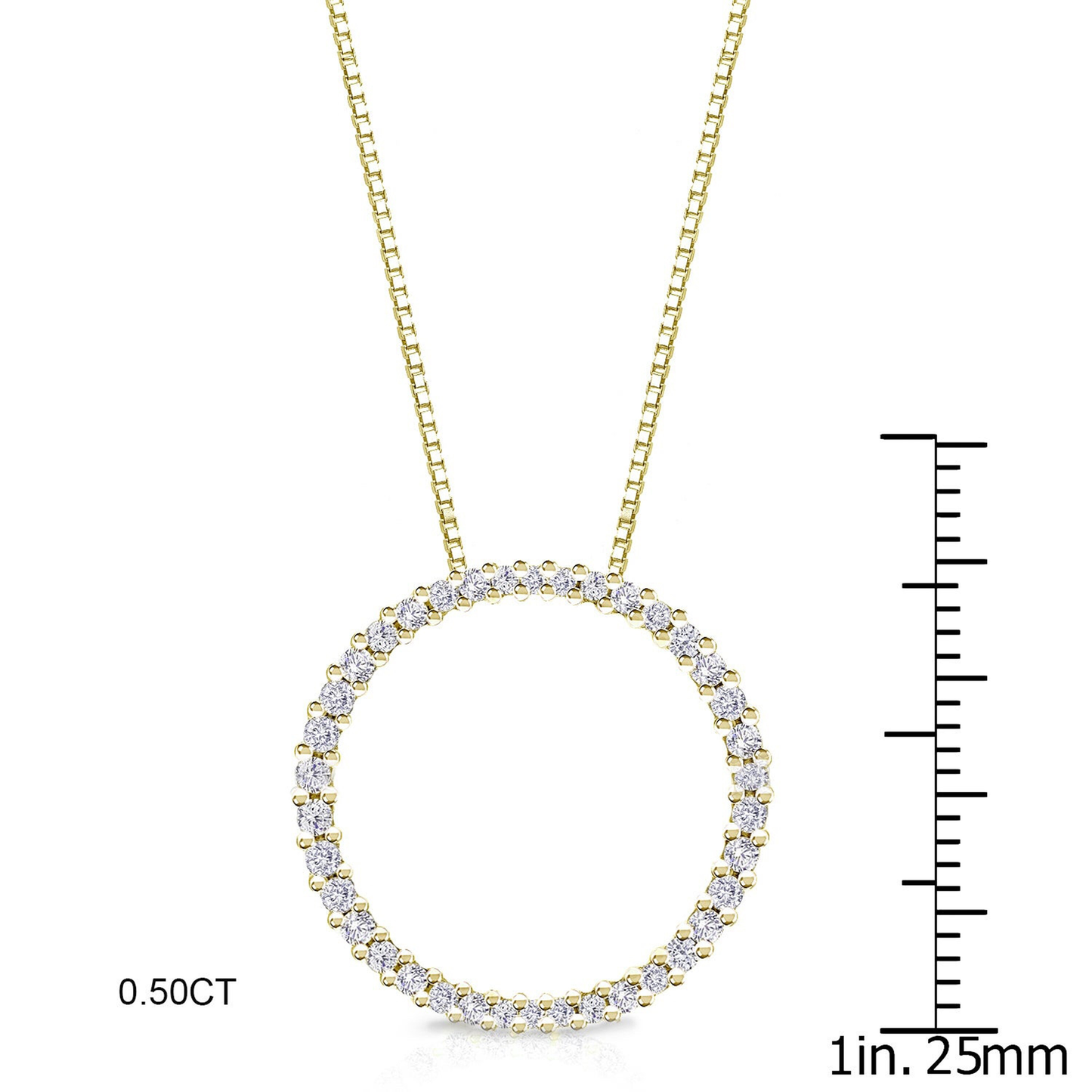 Auriya 0.15 to 1 1/2Ctw Diamond Circle Necklace 14K Yellow Gold