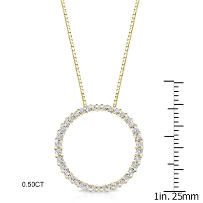 Auriya 0.15 to 1 1/2Ctw Diamond Circle Necklace 14K Yellow Gold