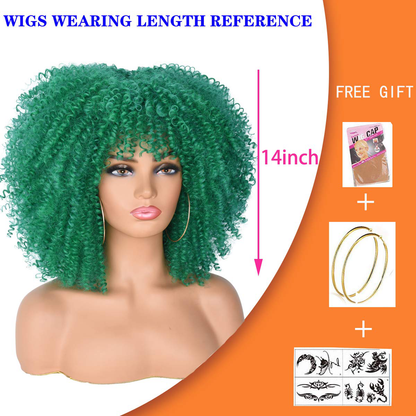 Short Curly Afro Wig with Bang Full Wig