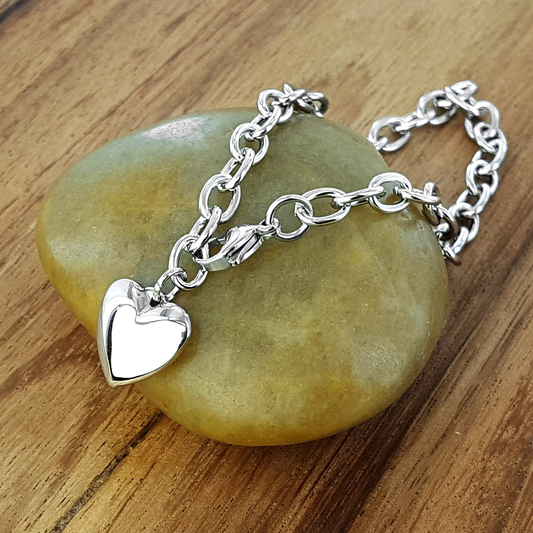 Heart Charm Stainless Steel Bracelet