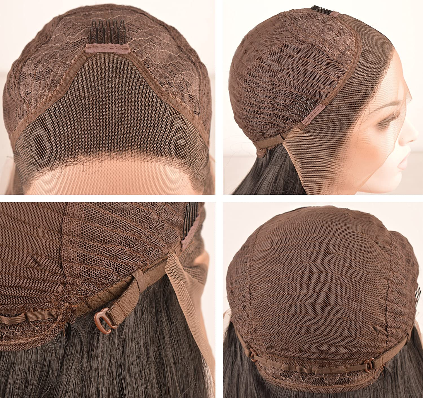 Long Natural Straight Platinum Blonde  Lace Front Wigs