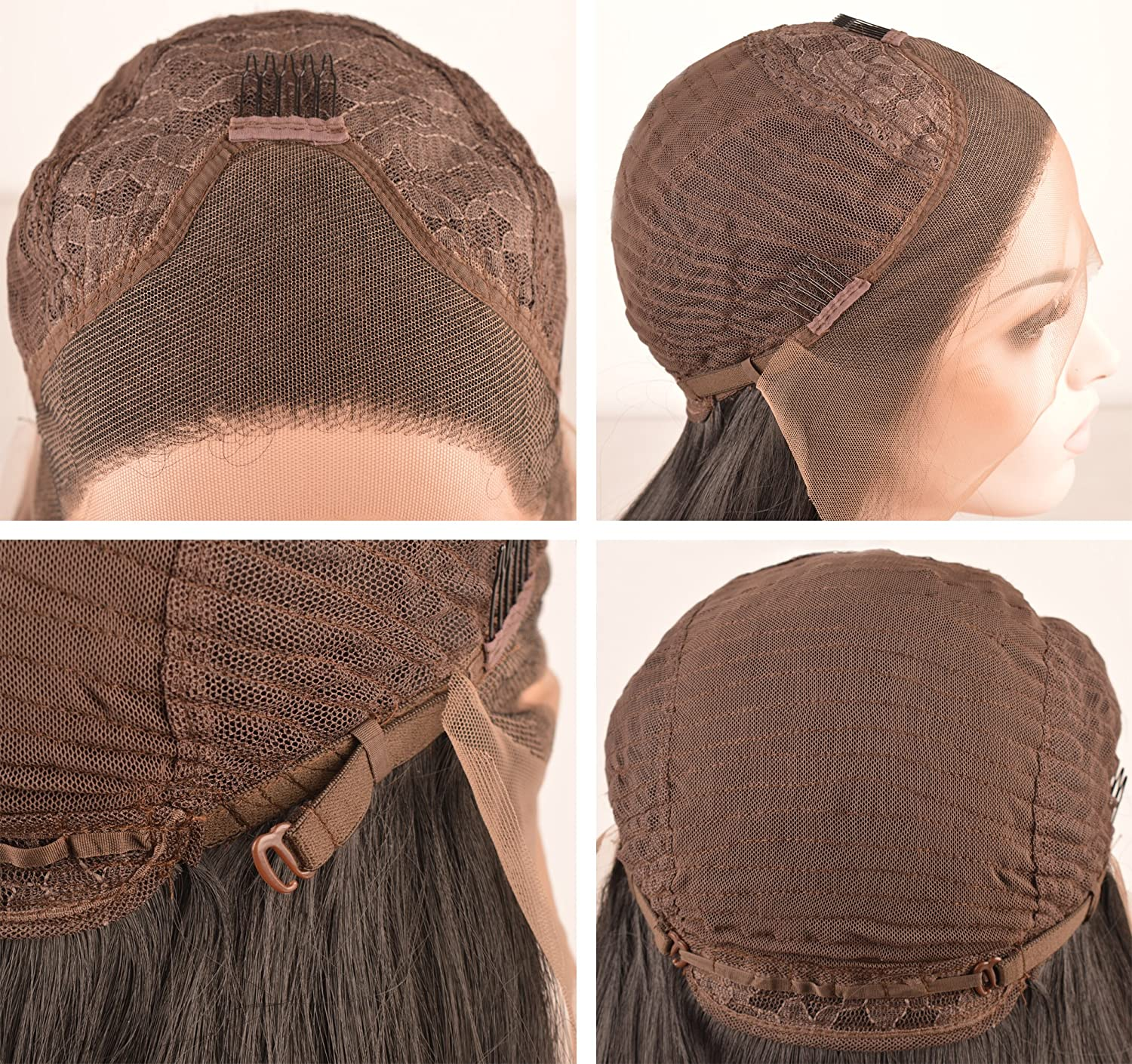 Long Natural Straight Platinum Blonde  Lace Front Wigs