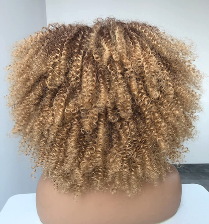  Short Kinky Curly Wig with Bangs for Black Women Curly Wig 