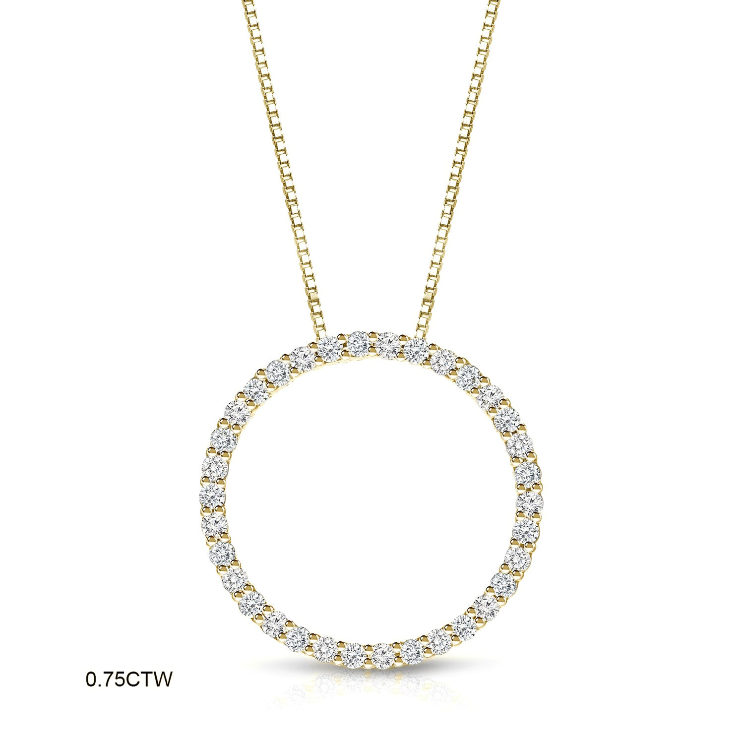 Auriya 0.15 to 1 1/2Ctw Diamond Circle Necklace 14K Yellow Gold