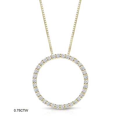 Auriya 0.15 to 1 1/2Ctw Diamond Circle Necklace 14K Yellow Gold