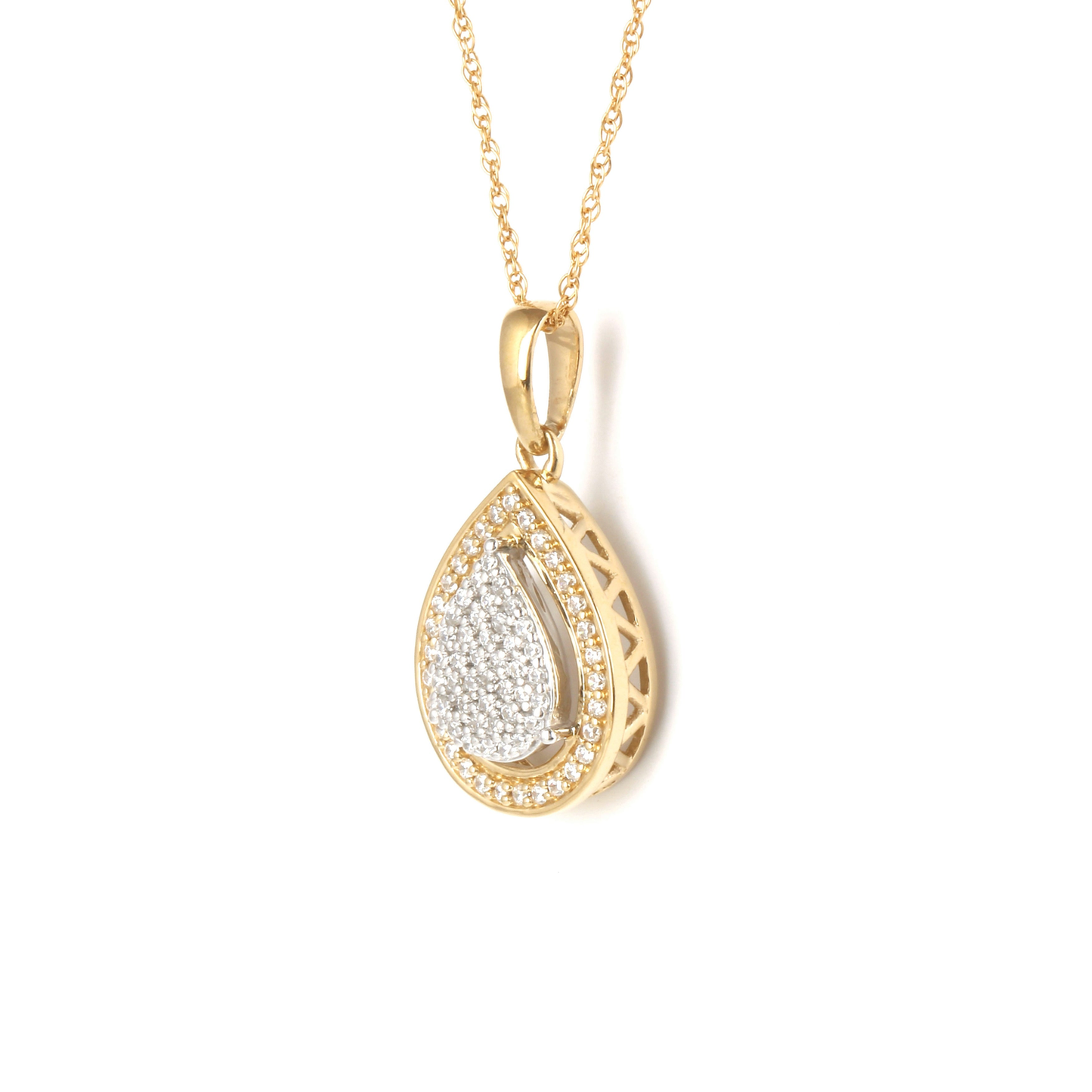 1/6Ct TDW Diamond Cluster Halo Necklace Pendant in 10K Gold by De Couer