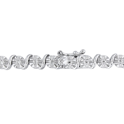 35 Natural White Diamond Sterling Silver Necklace 