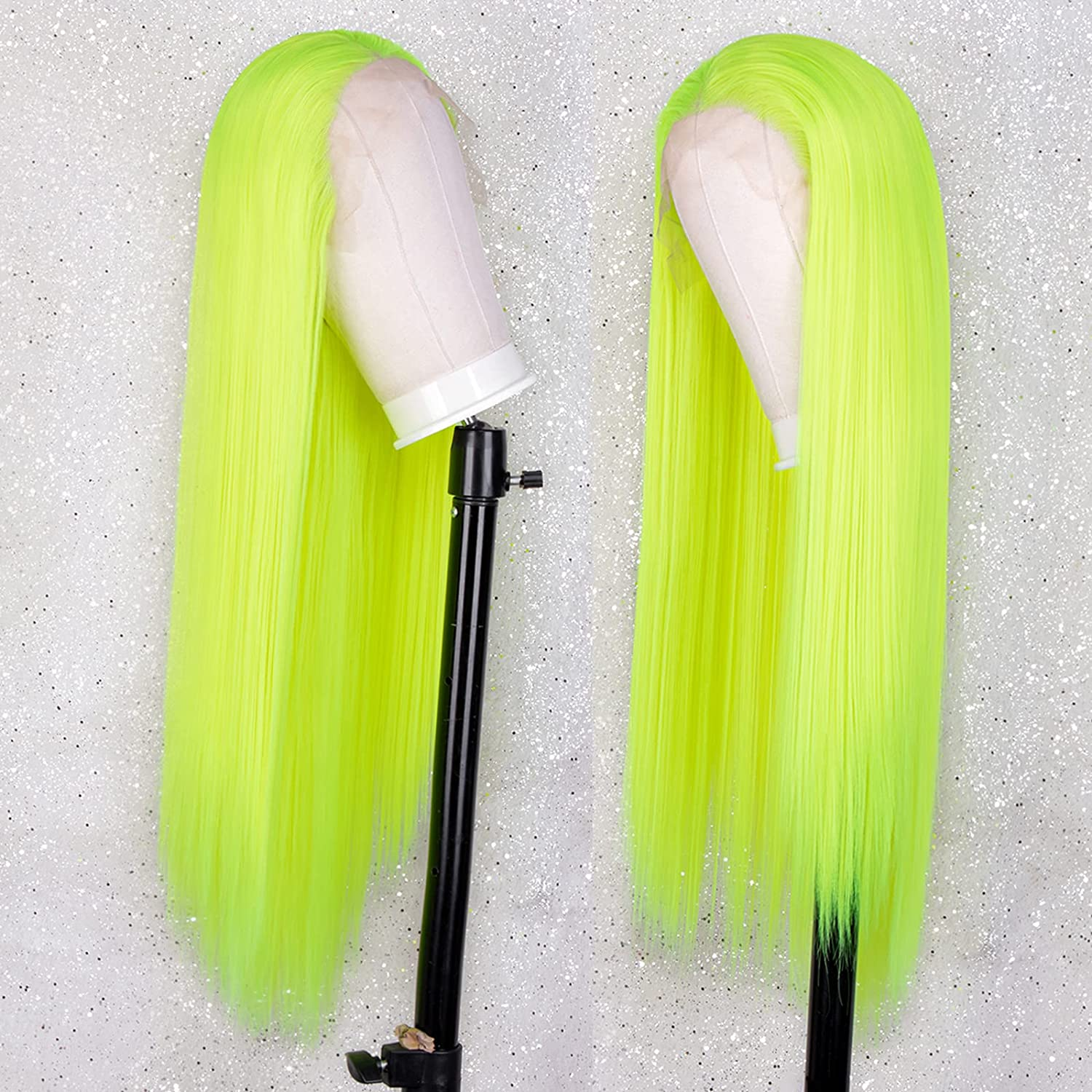  Fluorescent Green Long Straight Lace Front Wig