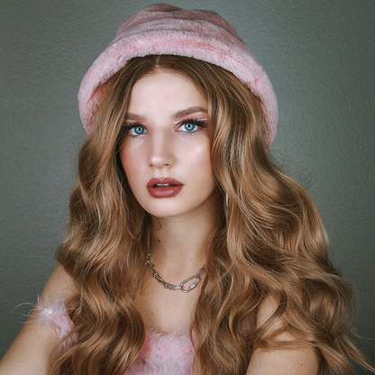  Golden Brown  22 inches Wavy Long Lace Front Wig