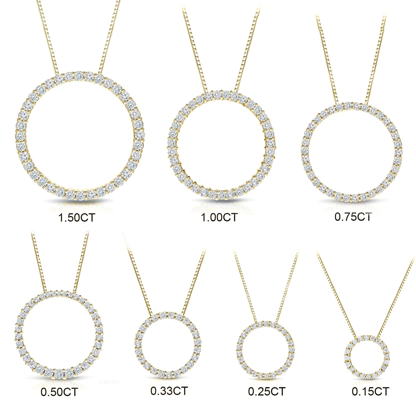 Auriya 0.15 to 1 1/2Ctw Diamond Circle Necklace 14K Yellow Gold