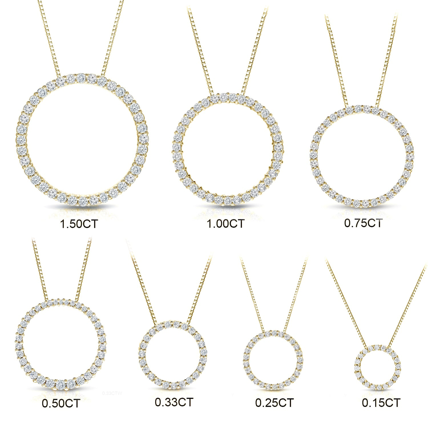 Auriya 0.15 to 1 1/2Ctw Diamond Circle Necklace 14K Yellow Gold