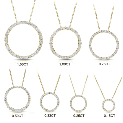 Auriya 0.15 to 1 1/2Ctw Diamond Circle Necklace 14K Yellow Gold