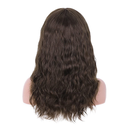 Short Bob Wavy Human Hair Wig with Bangs|Dark Brown-Black-Wine Red Wigs