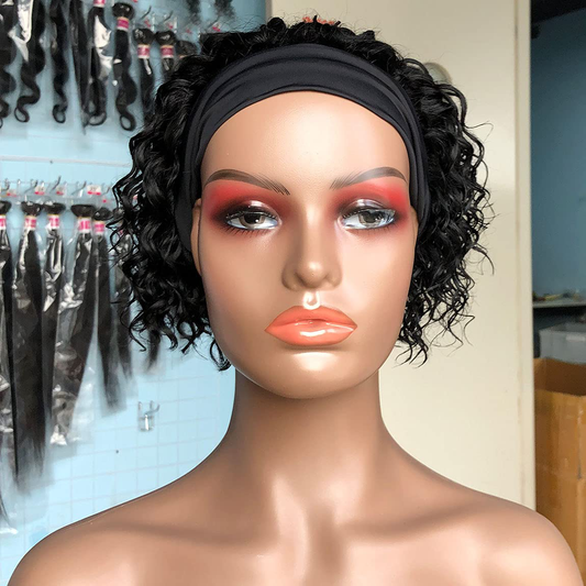 Short Curly Pixie Cut Headband Human Hair Wigs|Headband Wigs For Women