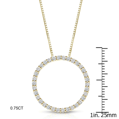 Auriya 0.15 to 1 1/2Ctw Diamond Circle Necklace 14K Yellow Gold