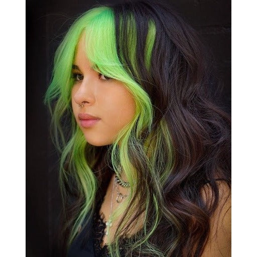 Bob Black and Neon Green Curly Wavy Wig