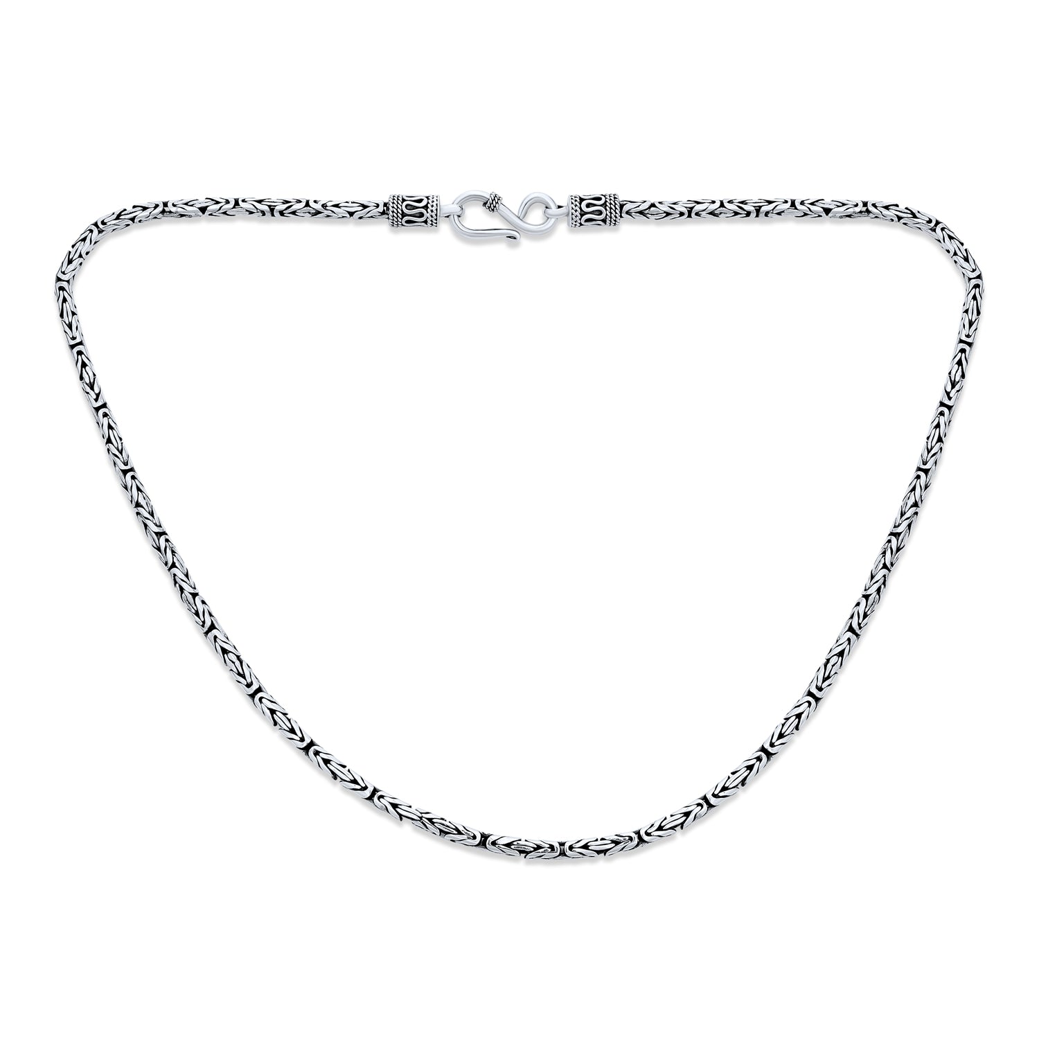 3MM Vintage Bali Jewelry Solid 925 Sterling Silver Necklaces For Men Women Teens 