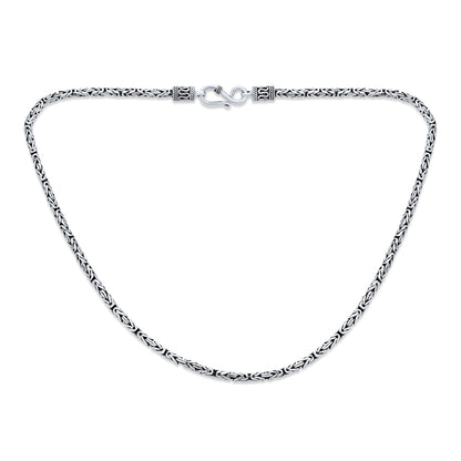 3MM Vintage Bali Jewelry Solid 925 Sterling Silver Necklaces For Men Women Teens 