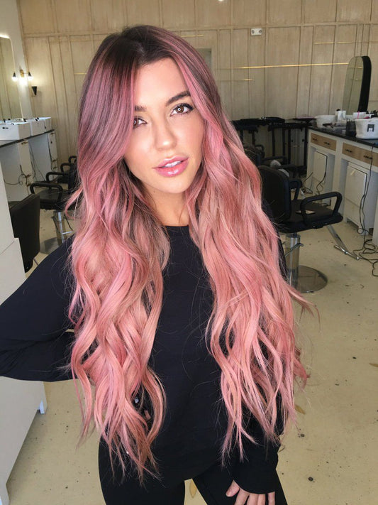Ombre Pink Middle Part Lace Wig