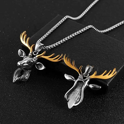 Vintage Reindeer Men's Stainless Steel Necklace