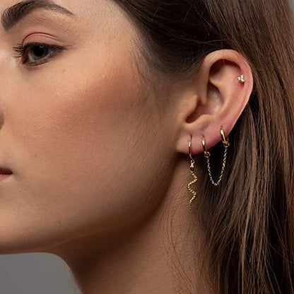 Snake Gold Huggie Hoop Earrings