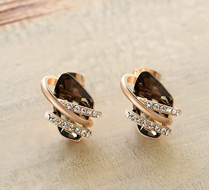 18K Rose Gold Crystal Earrings