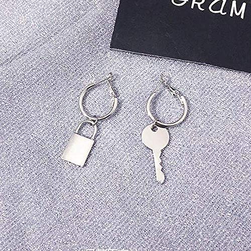 PUNK Padlock Dangle Hoop Earrings Key