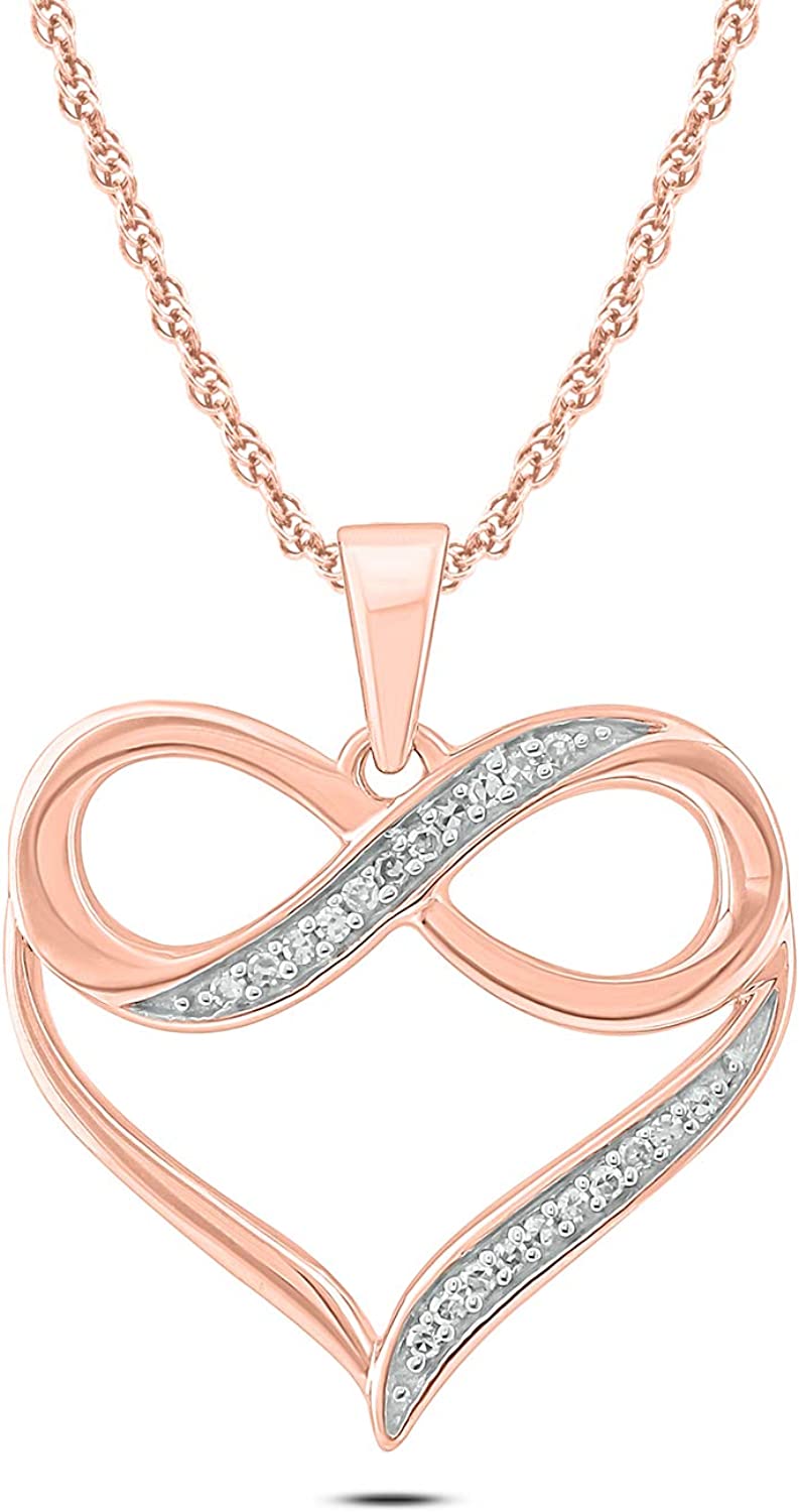 10Karat Rose Gold Infinity Diamond Necklace For Women