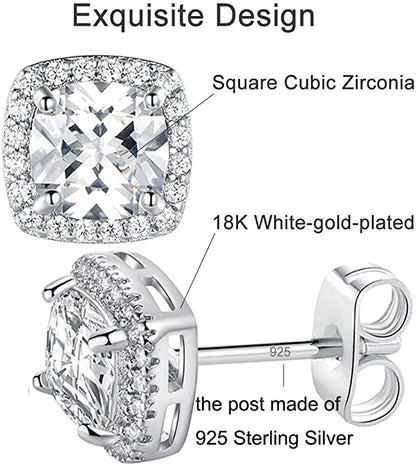 18K White Gold Stud Earrings