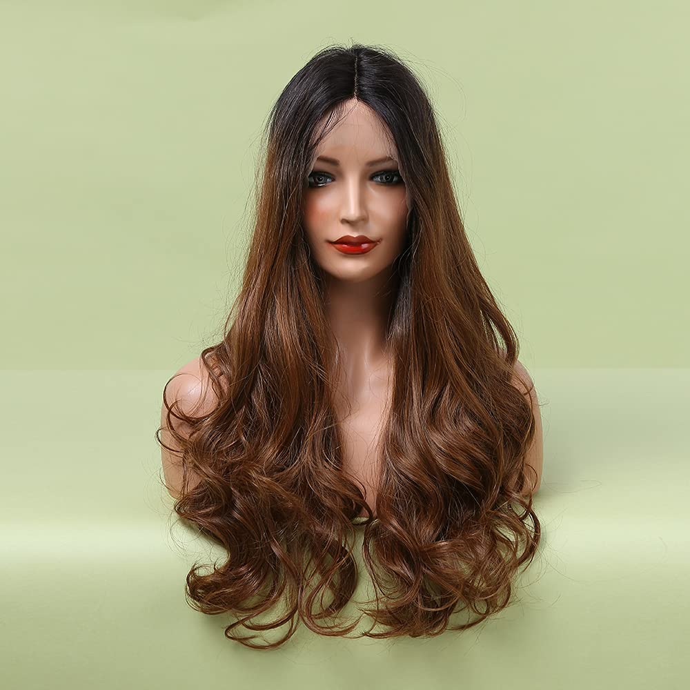Black Roots Brown Lace Front Wig