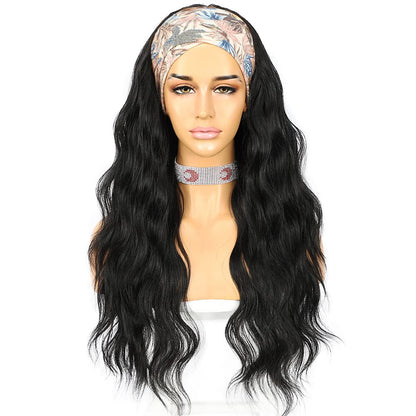 Long Black Body Wave HeadBand Wig