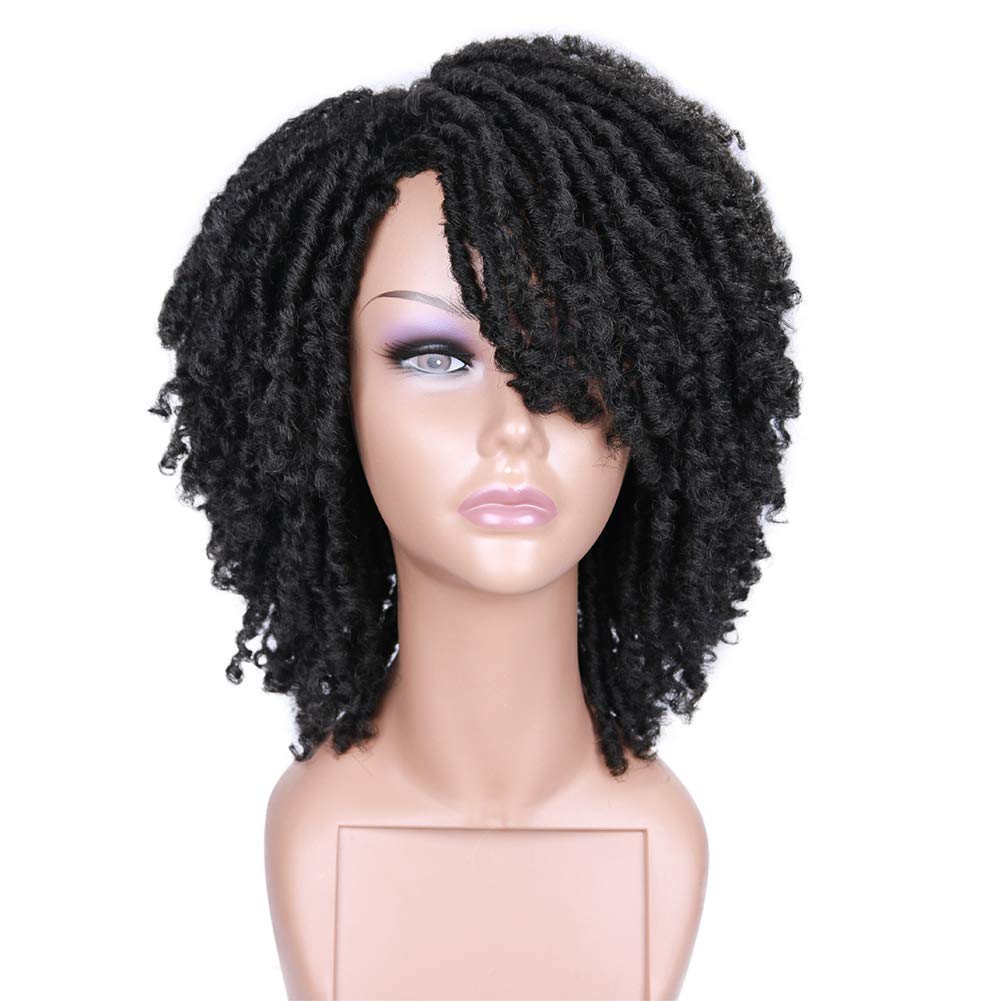 black dreadlocks wig  Our Dreadlock Wig Short Twist Wig is perfect for a natural, stylish look. This lightweight wig features a beautiful twist style and is made of premium heat resistant synthetic fibers. The breathable cap provides superior comfort and an adjustable strap ensures a secure fit. Our Dreadlock Wig Short Twist Wig is perfect for any occasion.