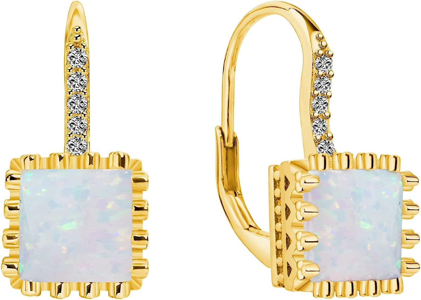 Princess Cut Silver Earrings for Women