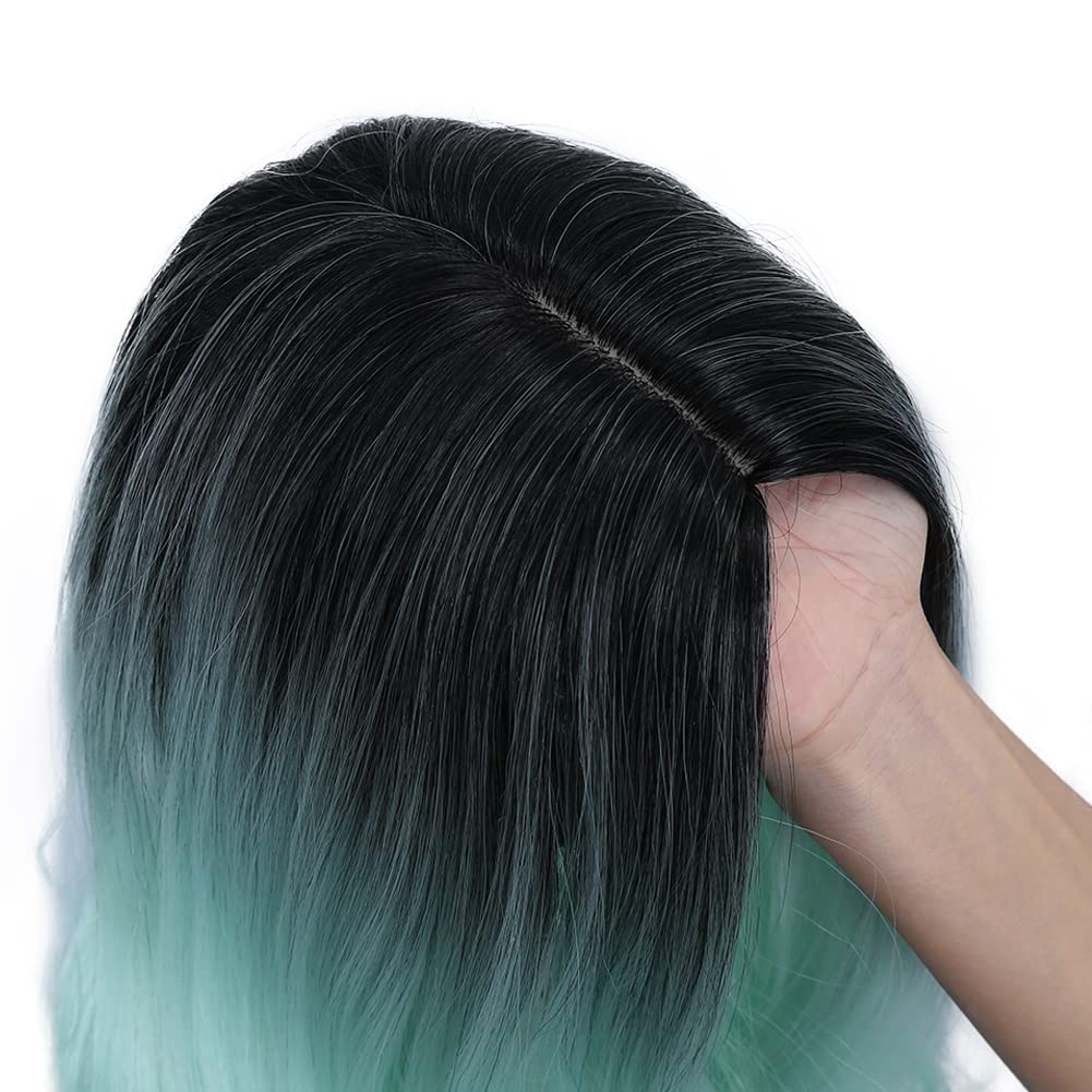 Ombre Mint Green Long Curly Wigs