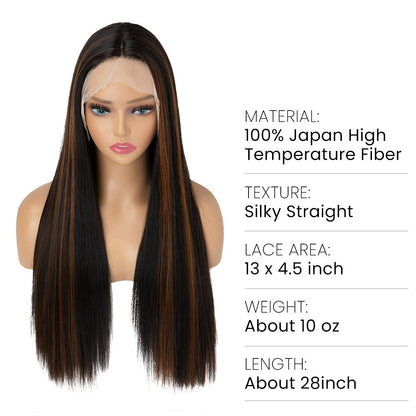Black/Light Auburn Middle Part Lace Front Wig