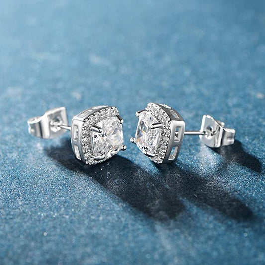 18K White Gold Stud Earrings