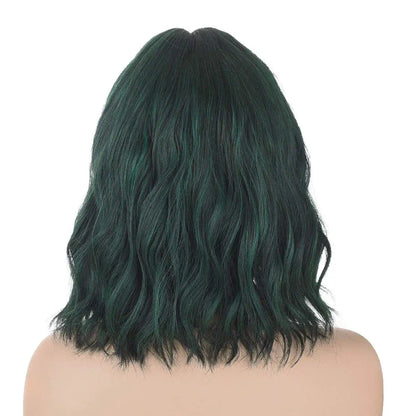 Dark Green Wavy Hair Wig with Bang