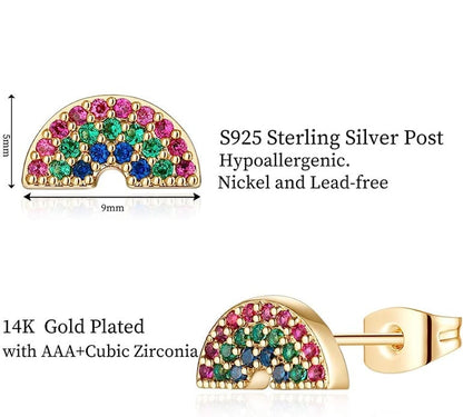 Rainbow 14k Gold Plated Stud Earrings