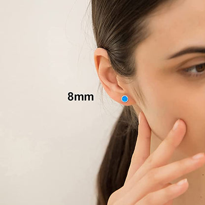White Gold Plated Sterling Silver Opal Stud Earrings For Women