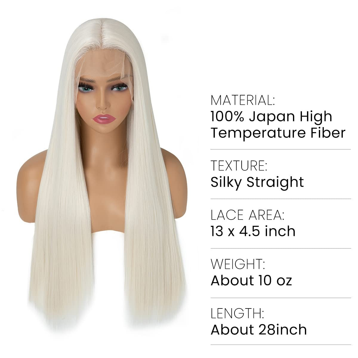 Platinum Blonde Hair Wig-Long Lace Front Wig