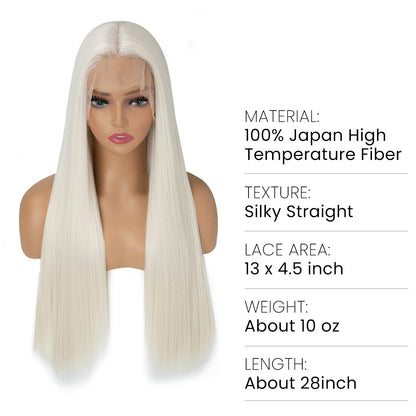 Platinum Blonde Hair Wig-Long Lace Front Wig