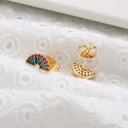 Rainbow 14k Gold Plated Stud Earrings