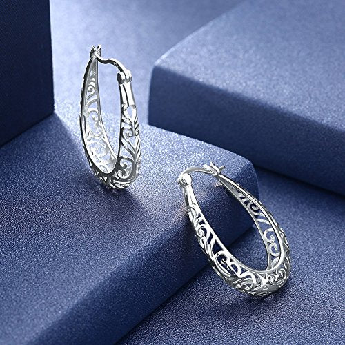 Vintage 925 Sterling Silver Small Hoop Earrings- Women Girls