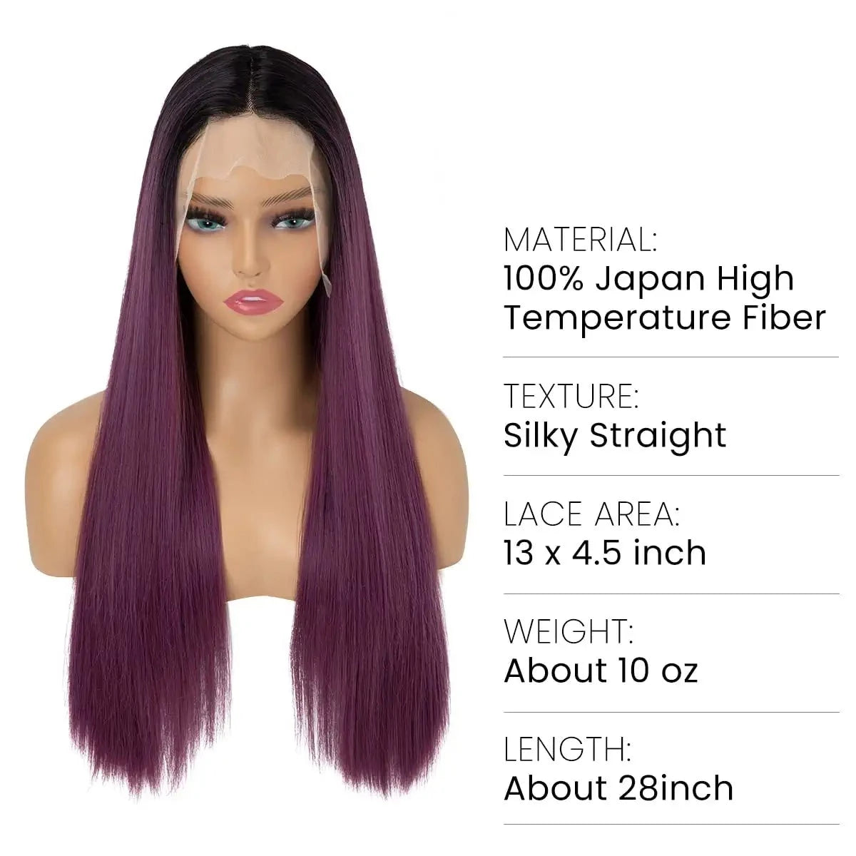 Purple Silky Straight Middle Part Lace Front Wig