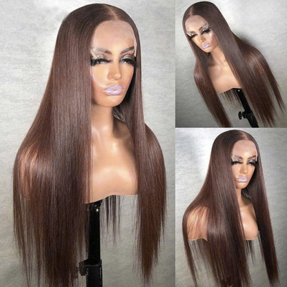 Brown Silky Straight 13x4 Lace Front Wigs