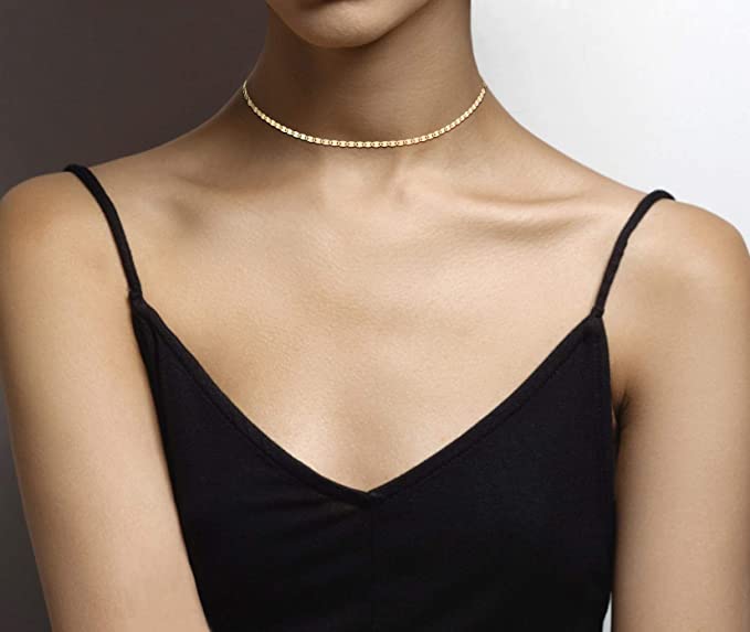 18K Gold Over 925 Sterling Silver Choker Necklace