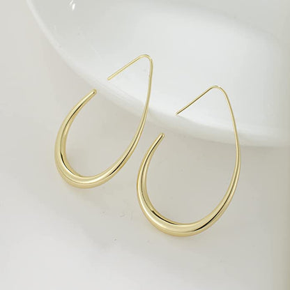 14K Gold Platted Oval Hoop Earrings