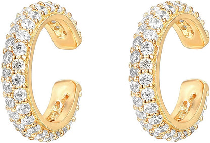 14k Yellow Gold Diamond Pave Earrings