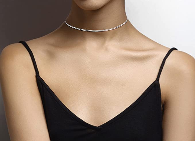 925 Sterling Silver Figaro Choker Necklace